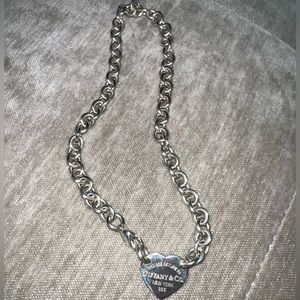 Return to Tiffany Heart Tag Chain Link Necklace in Silver